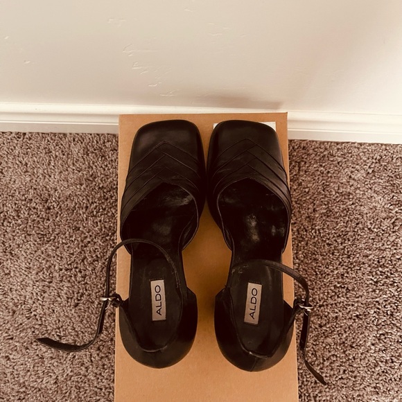 Aldo Elegant Black Heels with Ankle Strap - Picture 7 of 9